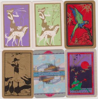 Swap/playing Cards Mixed Selection Vintage Linen X 1 Pair Plus 4 Single