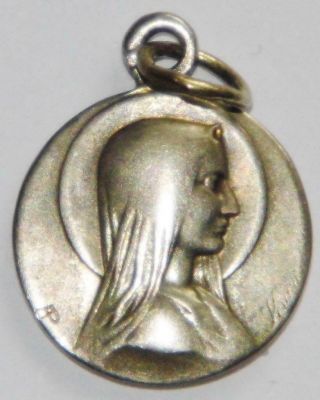 Art Nouveau Signed Silver Holy Medal Our Lady Of Lourdes Bernadette By Karo & Ap