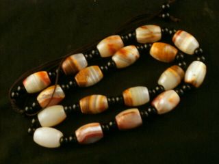 20 Inches Unusual Chinese Old Jade Beads Short Necklace D152