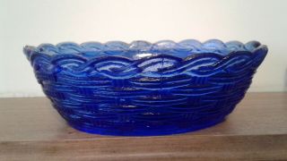 Split Tail Cobalt Blue Glass Hen Chicken on Nest Basket 5