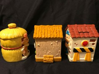 Vintage Three Little Pigs Ceramic Banks Walt Disney Japan 8