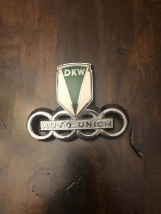 Vintage Enamel Automobile Car Emblem / Badge Auto Union Dkw Germany
