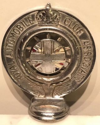 Vintage Royal Automobile Club Associate Uk Car Grille Badge