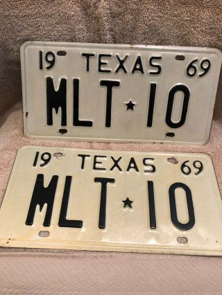 Vintage License Plates Texas,  Pair 1969