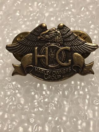 Vintage 1983 Hog Harley Davidson Emblem Tie Tack Hat Lapel Pin Owners Group