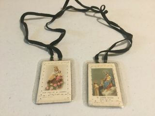 Vintage Brown St.  Simon Stock & Our Lady Of Mt.  Carmel Scapular