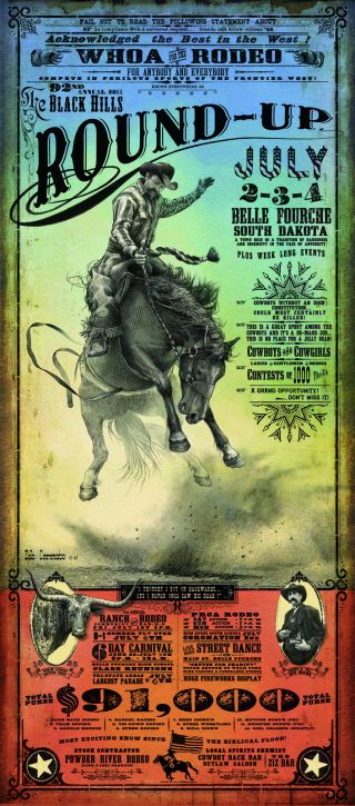 Belle Fourche Round Up S.  Dakota Rodeo Poster Bob Coronato Vintage Seth Bullock