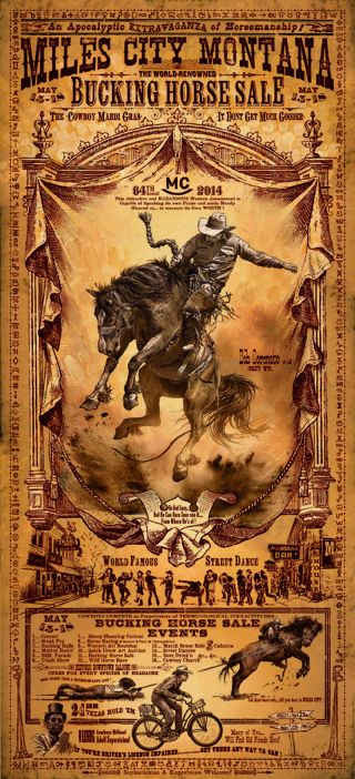 Miles City Montana Bucking Horse Rodeo Poster Bob Coronato Western Art