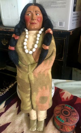 Antique Early Skookum Bully Good Native American Indian Chief Chief Doll