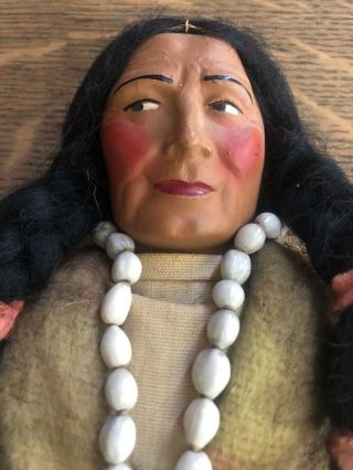 Antique Early SKOOKUM Bully Good Native American Indian Chief Chief Doll 2