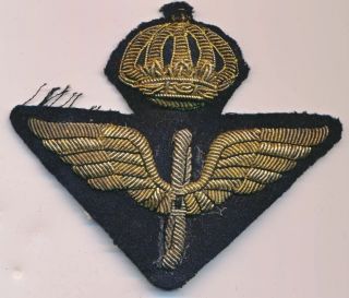 1940s Sweden Swedish Royal Air Force Pilot Sleeve Visor Hat Patch Badge Insignia