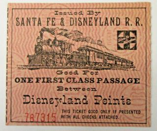 Dated 1957 Disneyland & Santa Fe Railroad Ticket Pink