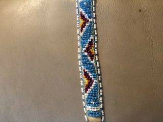 Vintage Indian Beaded Leather Bracelet Native American