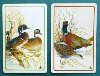 Pair Vintage Swap Cards.  Game Birds.  Mallard Ducks & Pheasants.  Nature Art.  Hoyle