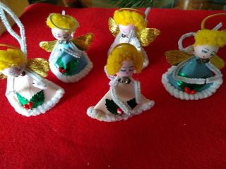 Vintage Christmas Spun Cotton Head Angels Package Ties 2