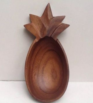 Monkey Pod Hand Carved Wood Pineapple Dish Bowl Tiki Decor