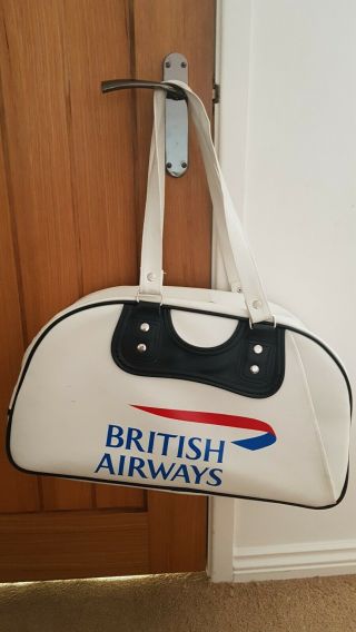 Vintage British Airways Ba Vinyl Flight Cabin Crew Travel Holdall Bag