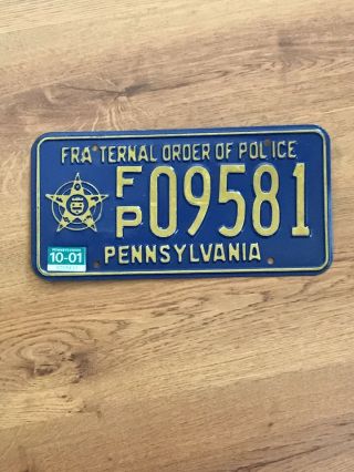 Pennsylvania Fop Fraternal Order Of Police License Plate Pa 09581