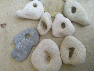 10 Small Medium Beach Natural Pebbles Stone Rock With Holes Wow From Israel 20