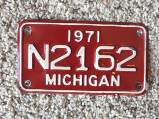 1971 Michigan Motorcycle License Plate N2162