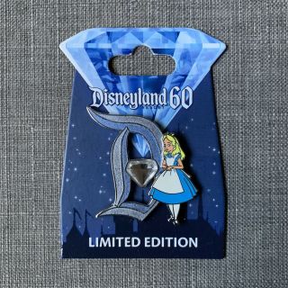 Disney Disneyland Diamond 60th Alice In Wonderland Diamond D Alice Pin Le3000