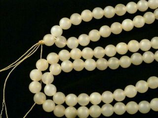 34 Inches Exquisite Chinese White Jade Round Beads Prayer Necklace B147 2