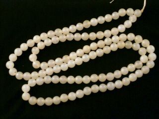 34 Inches Exquisite Chinese White Jade Round Beads Prayer Necklace B147 4