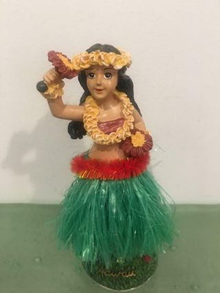 Hula Dancer Hawaii Bobble Head Dashboard Nodder Vtg Doll Sways Ckc Orig Tape 6 "