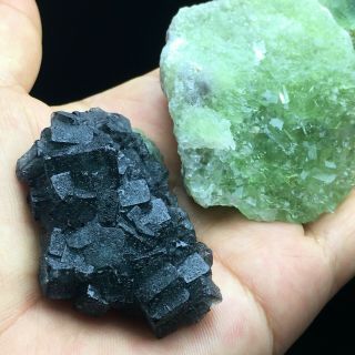 153g3PCS Natural Translucent Green/ Blue Fluorite Crystal MIneral Specimen/China 2