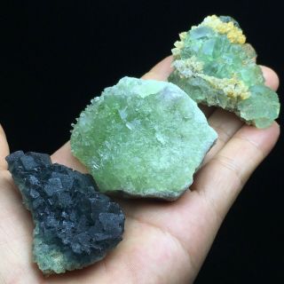 153g3PCS Natural Translucent Green/ Blue Fluorite Crystal MIneral Specimen/China 5
