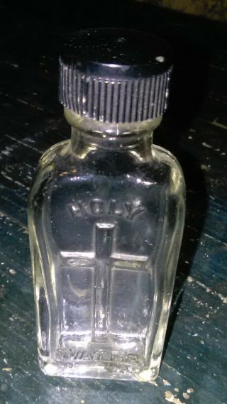 Vintage Glass Holy Water Bottle Catholic Christian