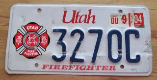Utah 2004 Firefighter Graphic License Plate 3270c