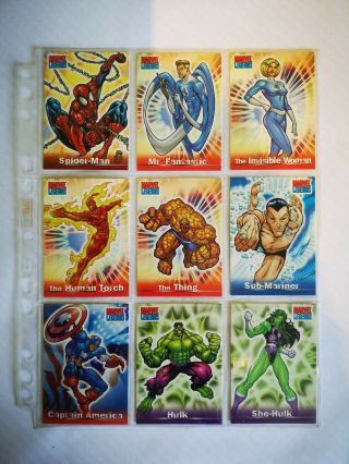 Marvel Legends Trading Cards - Full Set Of 72 Cards (2001) In Protective Sleeves