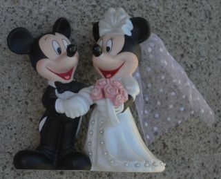 Disney Mickey & Minnie Vintage Wedding Porcelain Ceramic Figurine Cake Topper 5 "
