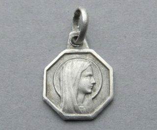 Saint Virgin Mary.  Lourdes.  Antique Religious Pendant.  Little Medal.  France.