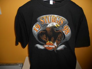 Vintage 1998 Harley Davidson Sturgis Motorcycle Rally Eagle Tshirt Size Xxl 2xl