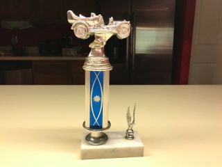 Old Vtg Automobile Car Race Racing Trophy Marble Desk Paperweight