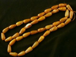 28 Inches Chinese Old Jade Beads Prayer Necklace A005