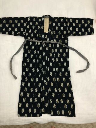 Vintage Japanese Cotton Kimono Indigo Blue S