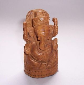 Vintage Carved Wooden Ganesh Elephant God Hindu Figure Treen Great Detailing