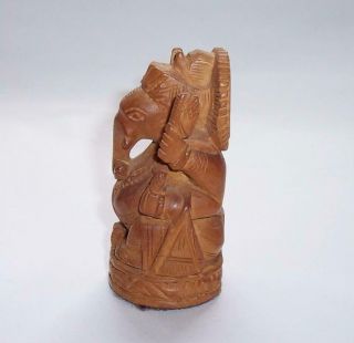 Vintage Carved WOODEN GANESH Elephant God HINDU FIGURE Treen Great Detailing 3