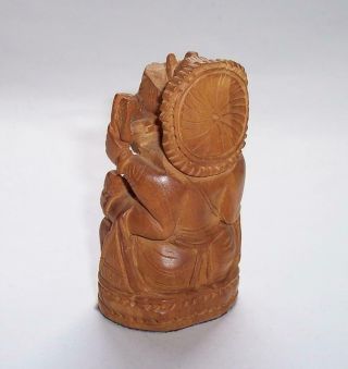 Vintage Carved WOODEN GANESH Elephant God HINDU FIGURE Treen Great Detailing 4
