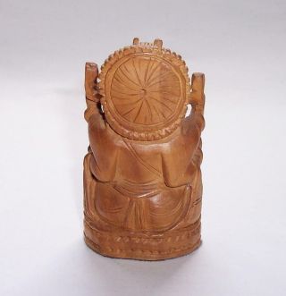 Vintage Carved WOODEN GANESH Elephant God HINDU FIGURE Treen Great Detailing 5