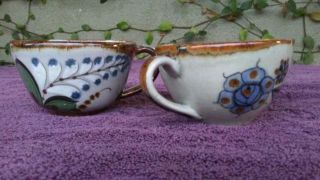 Ken Edwards Vintage Green Birds Floral Coffee Tea Cups Set of 2 2
