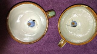 Ken Edwards Vintage Green Birds Floral Coffee Tea Cups Set of 2 3