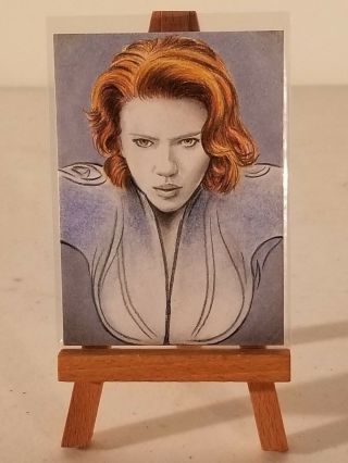 Aceo Sketch Art Card By Wu Wei - Black Widow - Scarlett Johansson - Marvel