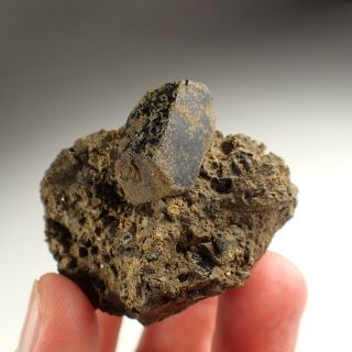 Diopside Black Double - Terminated Crystal On Matrix Paskapole,  Czech Republic
