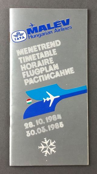 Malev Hungarian Airlines Timetable Winter 1984/85 Route Map