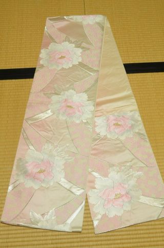 (with Flaws) Silk Fukuro Obi 424cm Belt For Kimono Women Japanese Vintage /803