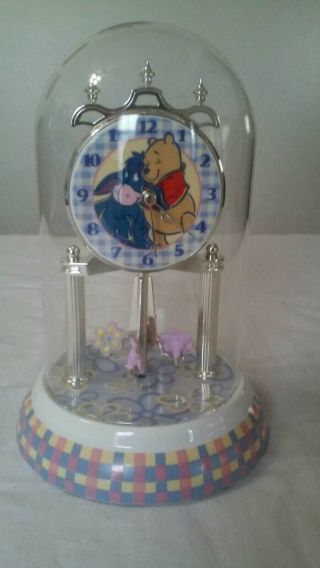 Disney Winnie The Pooh & Eeyore Anniversary Pendulum Clock With Glass Dome